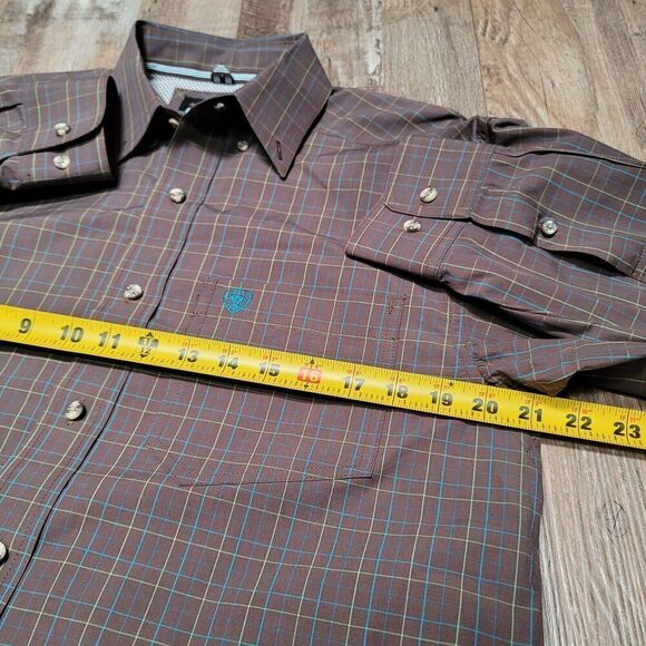 Ariat Pro Series Shirt Men's Small Brown Long Sleeve Button Down Work - Picture 8 of 8